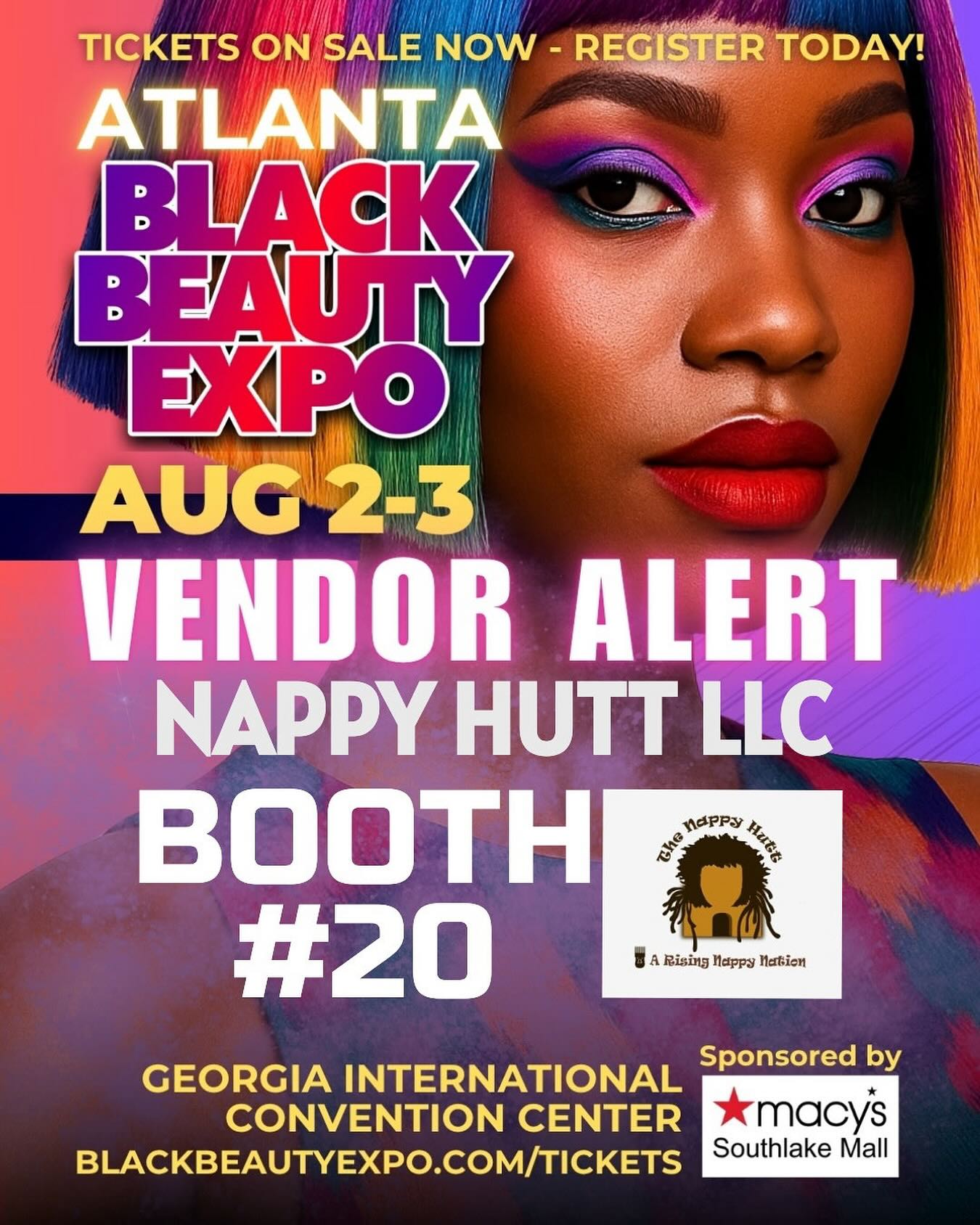 Black Beauty Expo 2025 on August 2-3, 2025 at the Georgia International Convention Center, College Park, GA. Visit Nappy Hutt LLC at Booth 30037 to explore our latest beauty products and innovations!